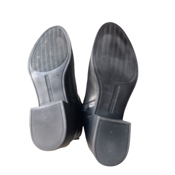 Tommy Hilfiger Womens Black Ankle Boots Faux Leather Sz 7.5M Gold Logo Imiera - Picture 7 of 11